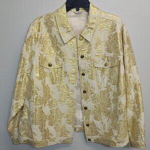 GOLD AND CREAM JACKET LAURA ASHLET WOMEN - SIZE 2X
